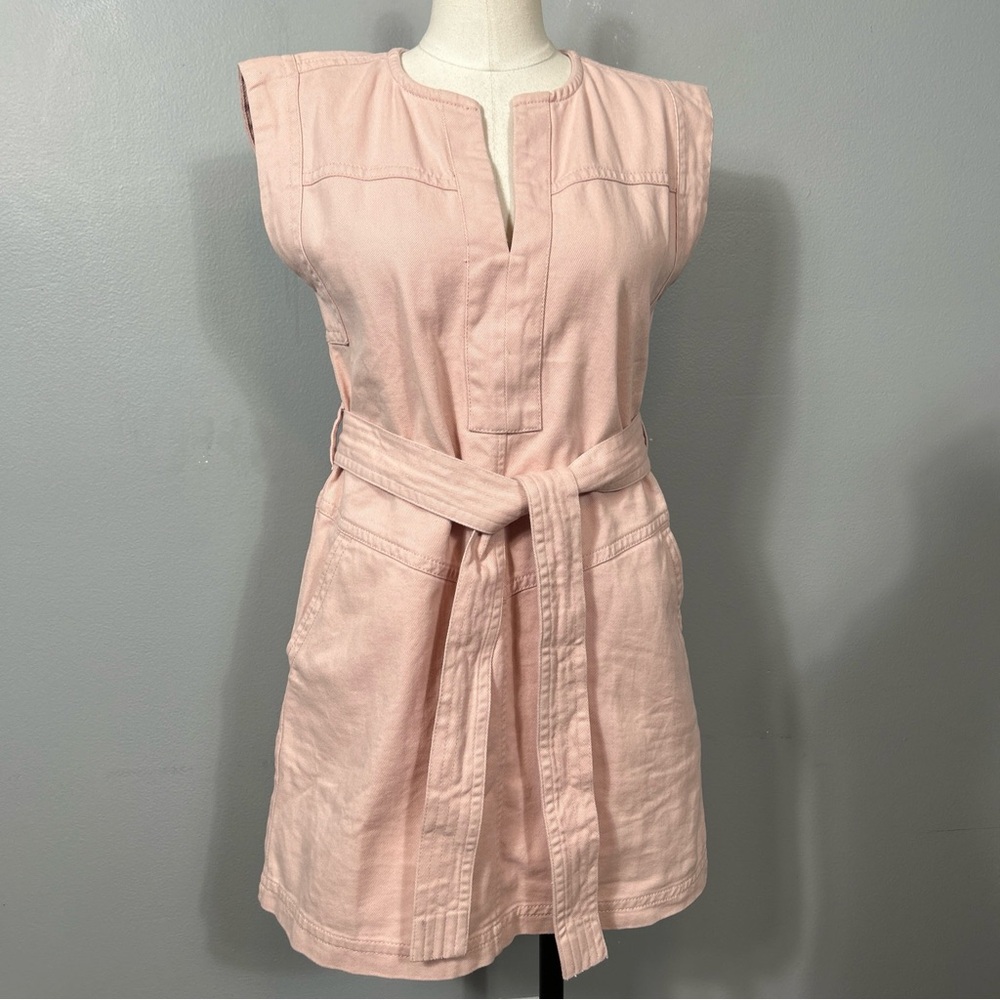 BANANA REPUBLIC Utility Summer Belted Dress 100% Cotton in Pink Size XS